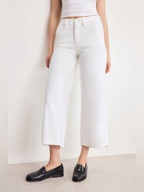 Good American Good Waist Palazzo Crop in White